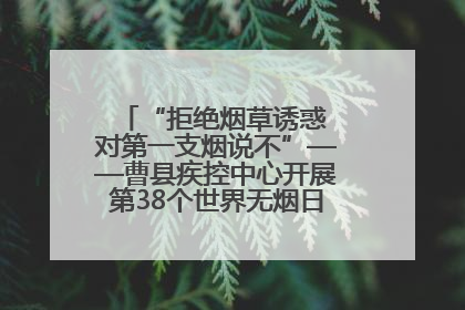 “拒绝烟草诱惑 对第一支烟说不”——曹县疾控中心开展第38个世界无烟日科普宣传活动
