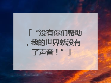“没有你们帮助，我的世界就没有了声音！”