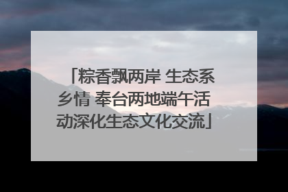 粽香飘两岸 生态系乡情 奉台两地端午活动深化生态文化交流