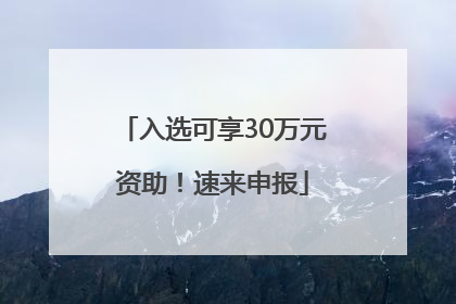 入选可享30万元资助！速来申报