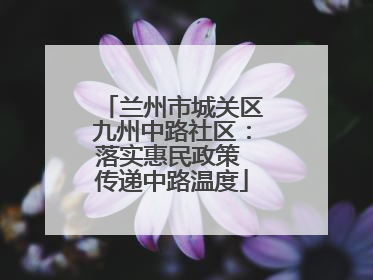兰州市城关区九州中路社区：落实惠民政策 传递中路温度