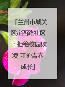 兰州市城关区定西路社区：拒绝校园欺凌 守护青春成长