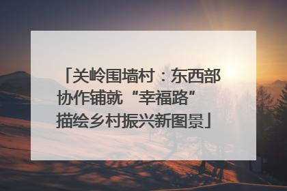 关岭围墙村：东西部协作铺就“幸福路” 描绘乡村振兴新图景