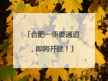 合肥一重要通道，即将开建！