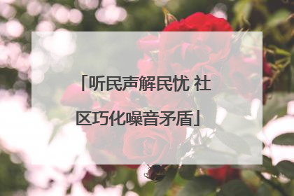 听民声解民忧 社区巧化噪音矛盾