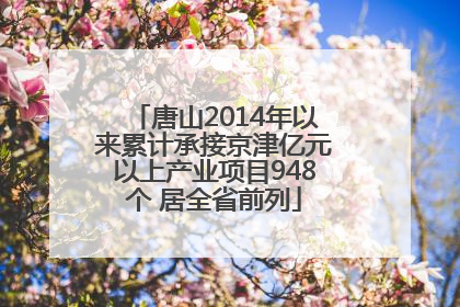 唐山2014年以来累计承接京津亿元以上产业项目948个 居全省前列