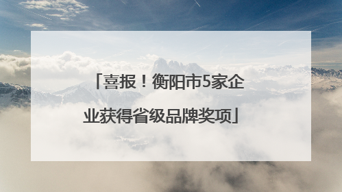 喜报！衡阳市5家企业获得省级品牌奖项