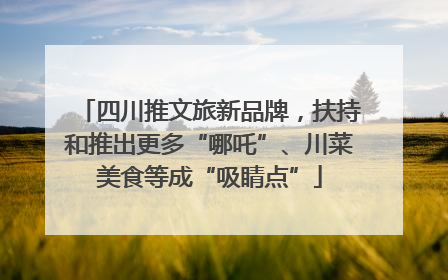 四川推文旅新品牌，扶持和推出更多“哪吒”、川菜美食等成“吸睛点”