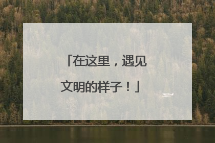 在这里，遇见文明的样子！