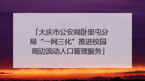 大庆市公安局卧里屯分局“一网三化”推进校园周边流动人口管理服务