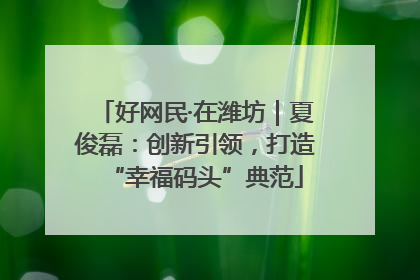 好网民·在潍坊｜夏俊磊：创新引领，打造“幸福码头”典范