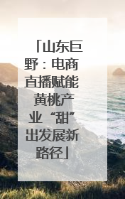 山东巨野：电商直播赋能 黄桃产业“甜”出发展新路径