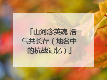 山河念英魂 浩气共长存（地名中的抗战记忆）