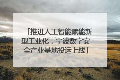 推进人工智能赋能新型工业化，宁波数字安全产业基地投运上线