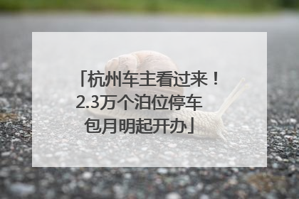 杭州车主看过来！2.3万个泊位停车包月明起开办