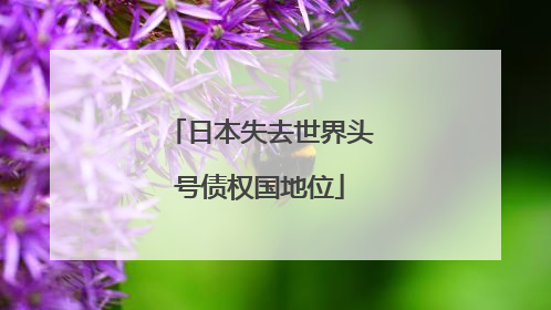 日本失去世界头号债权国地位