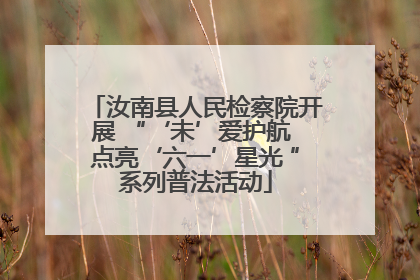 汝南县人民检察院开展 “‘未’爱护航 点亮‘六一’星光 ”系列普法活动