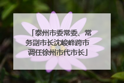 泰州市委常委、常务副市长沈峻峰跨市调任徐州市代市长