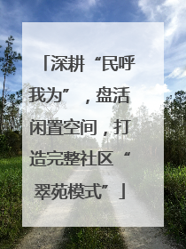 深耕“民呼我为”，盘活闲置空间，打造完整社区“翠苑模式”