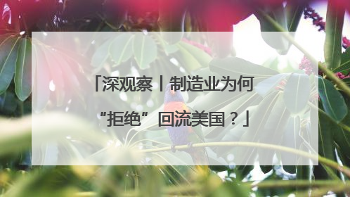 深观察丨制造业为何“拒绝”回流美国？
