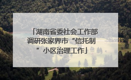 湖南省委社会工作部调研张家界市“信托制”小区治理工作