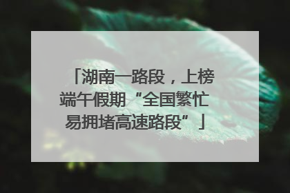 湖南一路段，上榜端午假期“全国繁忙易拥堵高速路段”
