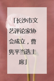 长沙市文艺评论家协会成立，曹隽平当选主席
