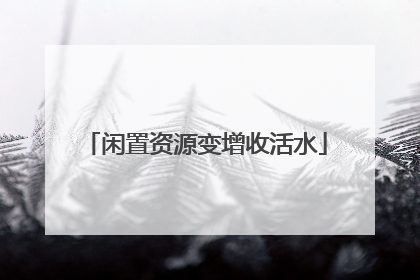 闲置资源变增收活水