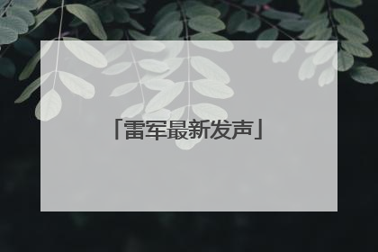 雷军最新发声