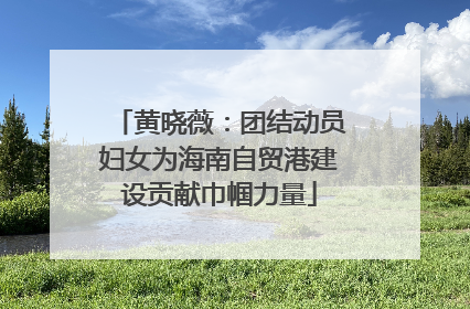 黄晓薇：团结动员妇女为海南自贸港建设贡献巾帼力量