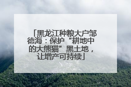 黑龙江种粮大户邹德海：保护“耕地中的大熊猫”黑土地，让增产可持续