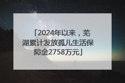 2024年以来，芜湖累计发放孤儿生活保障金2758万元
