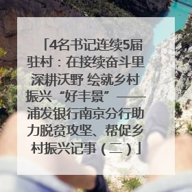 4名书记连续5届驻村：在接续奋斗里深耕沃野 绘就乡村振兴“好丰景”——浦发银行南京分行助力脱贫攻坚、帮促乡村振兴记事（二）