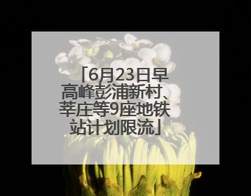 6月23日早高峰彭浦新村、莘庄等9座地铁站计划限流